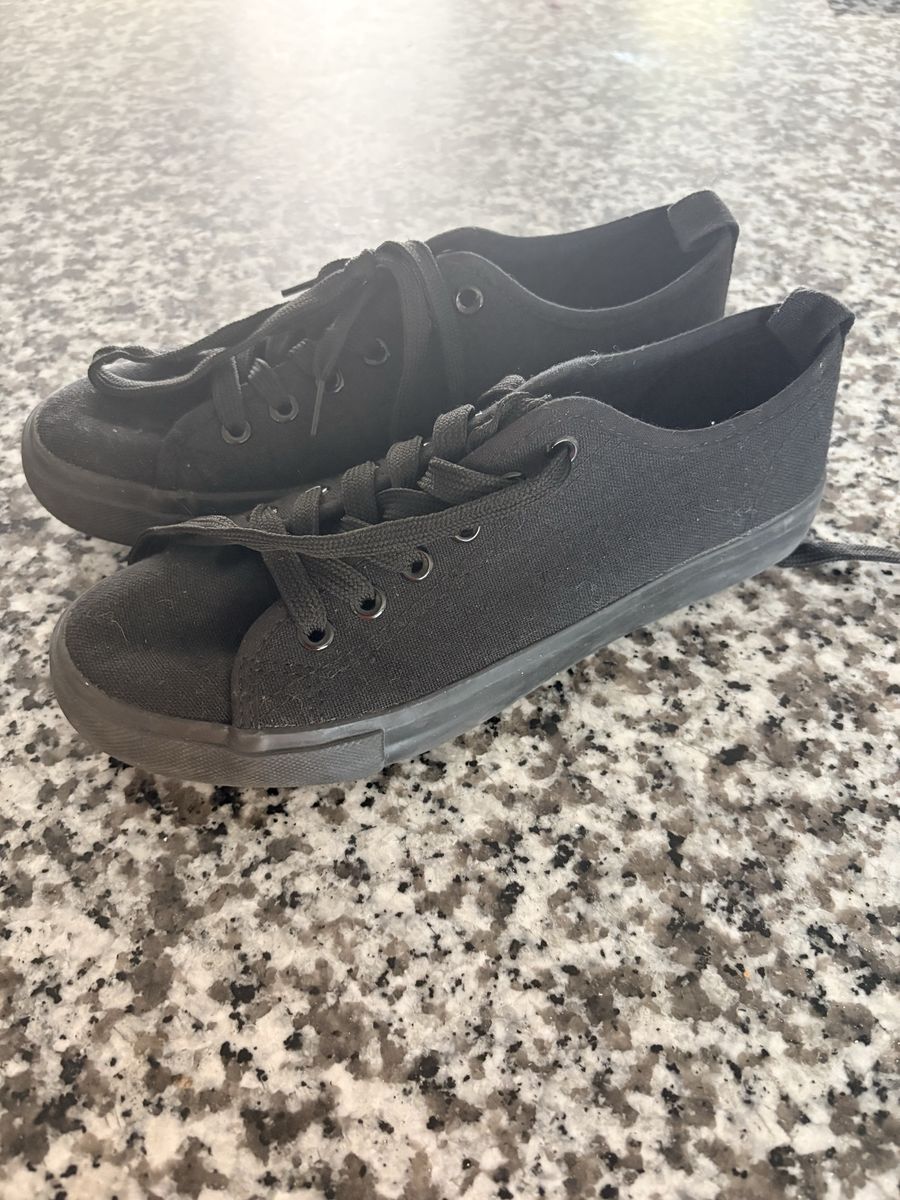 Basic Editions Black Canvas Lace-Up Sneakers -