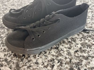 Basic Editions Black Canvas Lace-Up Sneakers -