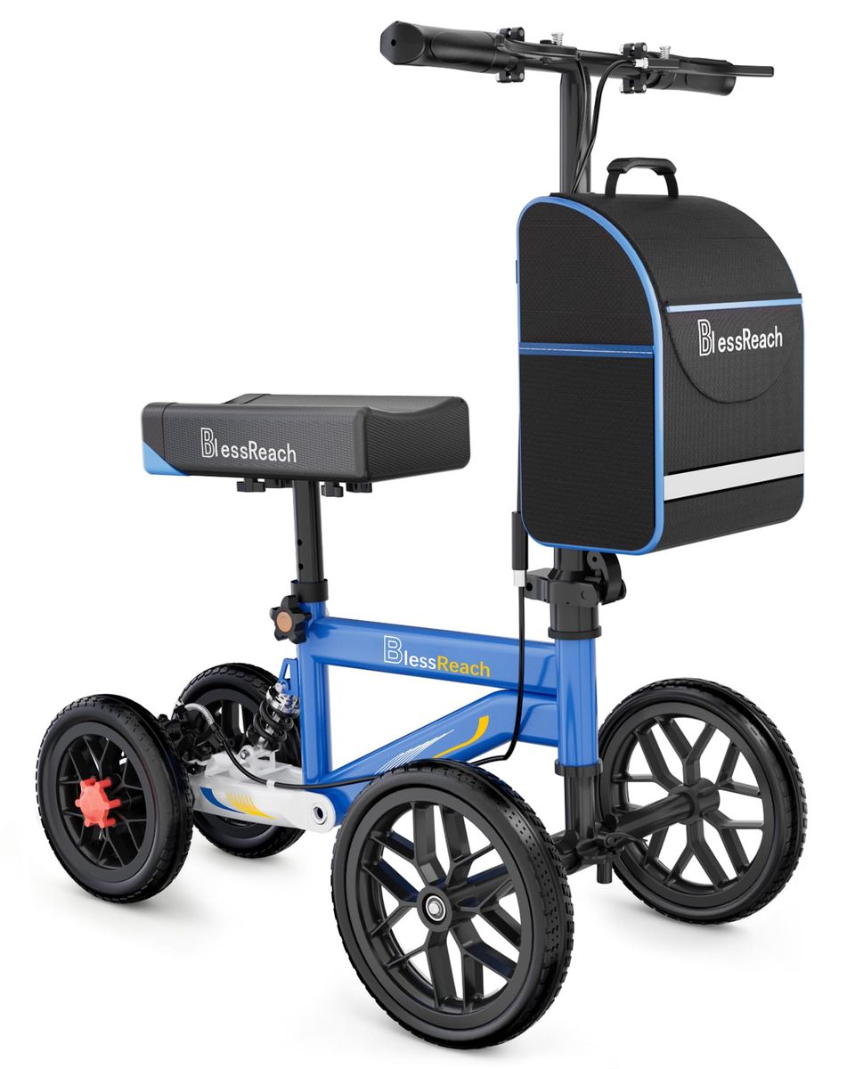 NEW BlessReach All Terrain Steerable Knee Scooter Crutch Alternative，Deluxe Medical Scooter Double Handbrake