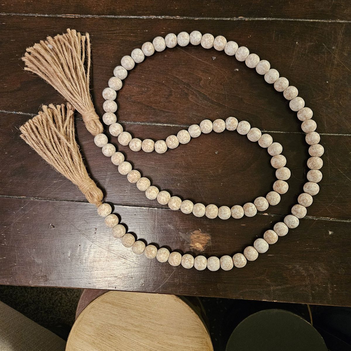 Wood beads garland rustic/distressed new!