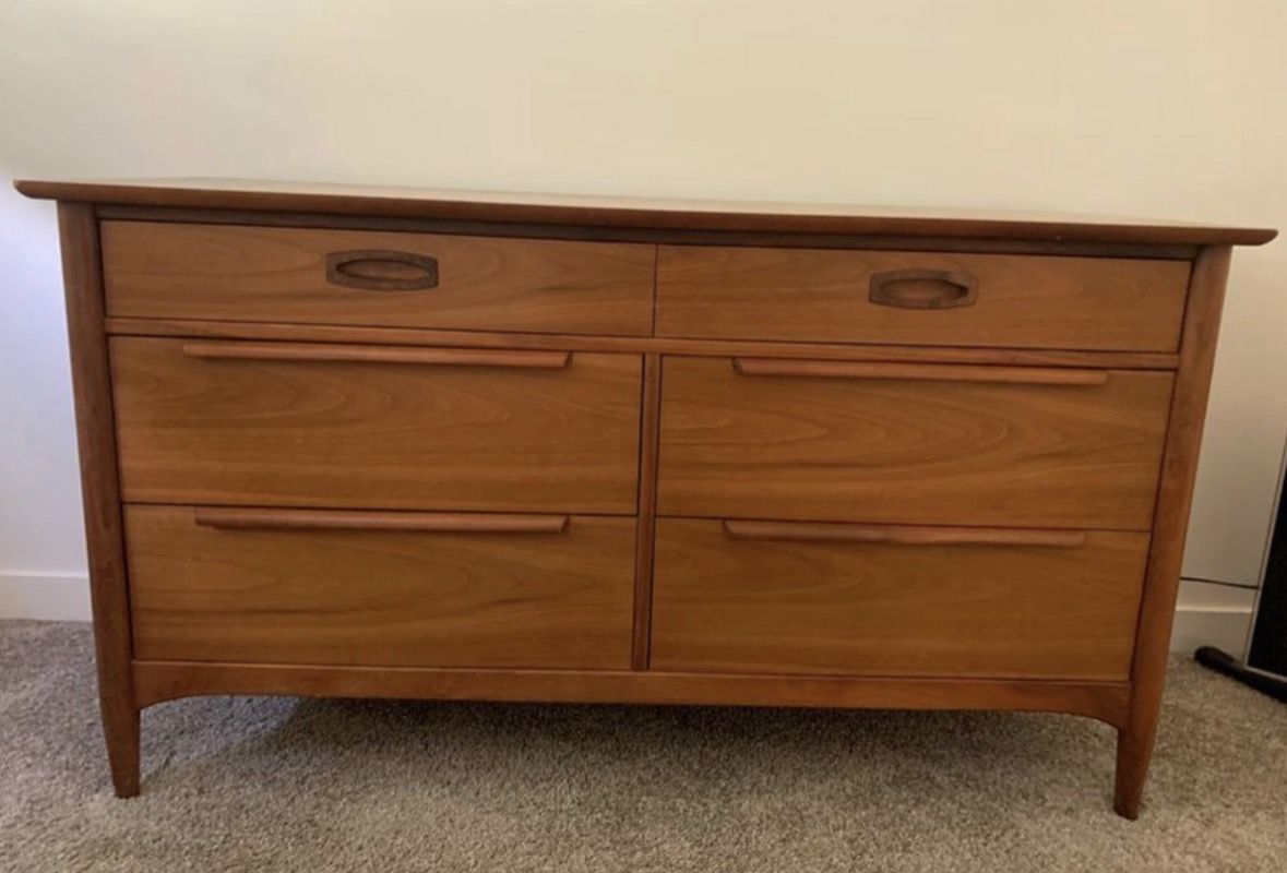 Authentic Mid-Century Walnut Bedroom Set - Dixie Furniture