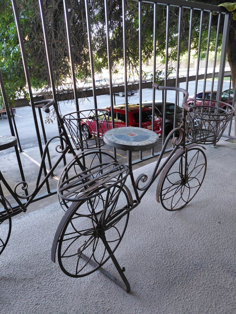 Vintage Metal Bicycle Plant Stand Decor - Outdoor/Indoor Tricycle Planter Holder