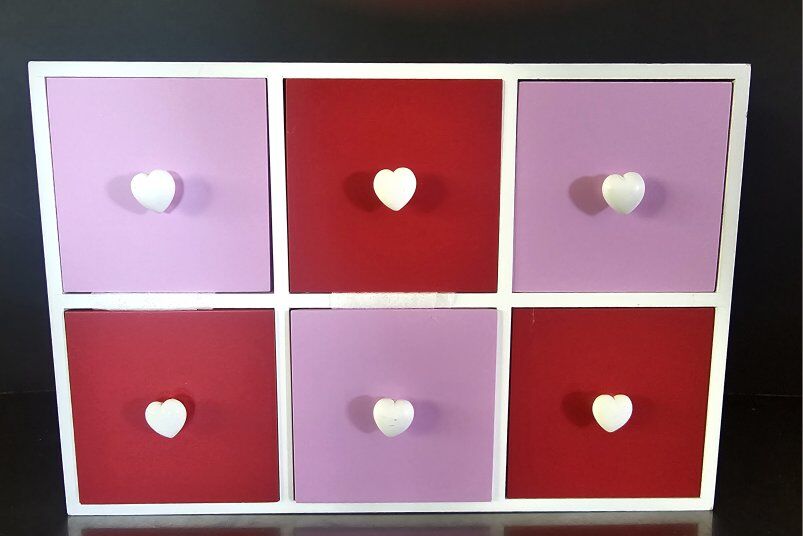 NEW, VNTG., 6 Drawer Wood Jewelry Box