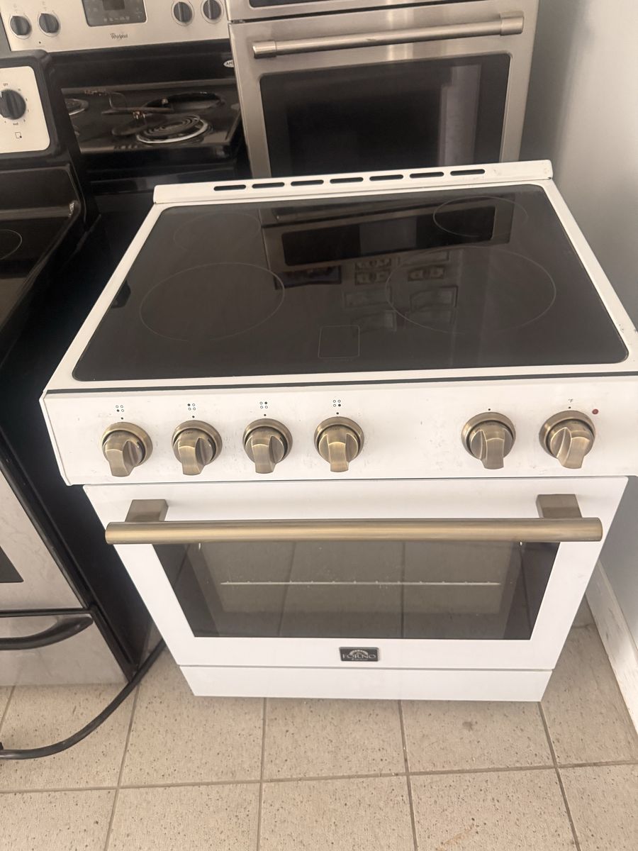 Forno Electric Range Oven - White with Gold Accents