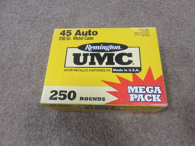 SEALED REMINGTON "MEGA PACK" OF 250 ROUNDS OF FACTORY .45 CALIBER PISTOL ROUNDS - 230 GRAIN BULLETS