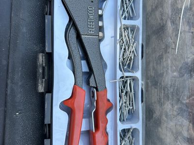 Fleetwood Rivet Tool Kit with Assorted Rivets, Gray & Red Handles