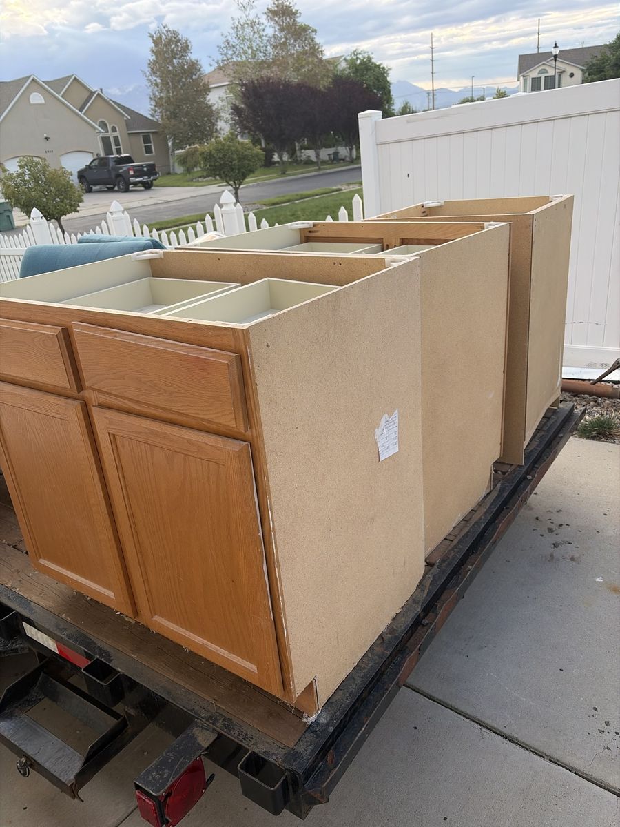Oak Wood Kitchen Cabinets Set - Base and Wall Cabinets