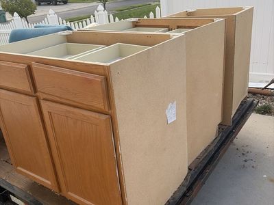 Oak Wood Kitchen Cabinets Set - Base and Wall Cabinets
