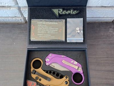 Reate EXO-K Gravity Karambit Button Lock Knife Purple Aluminum