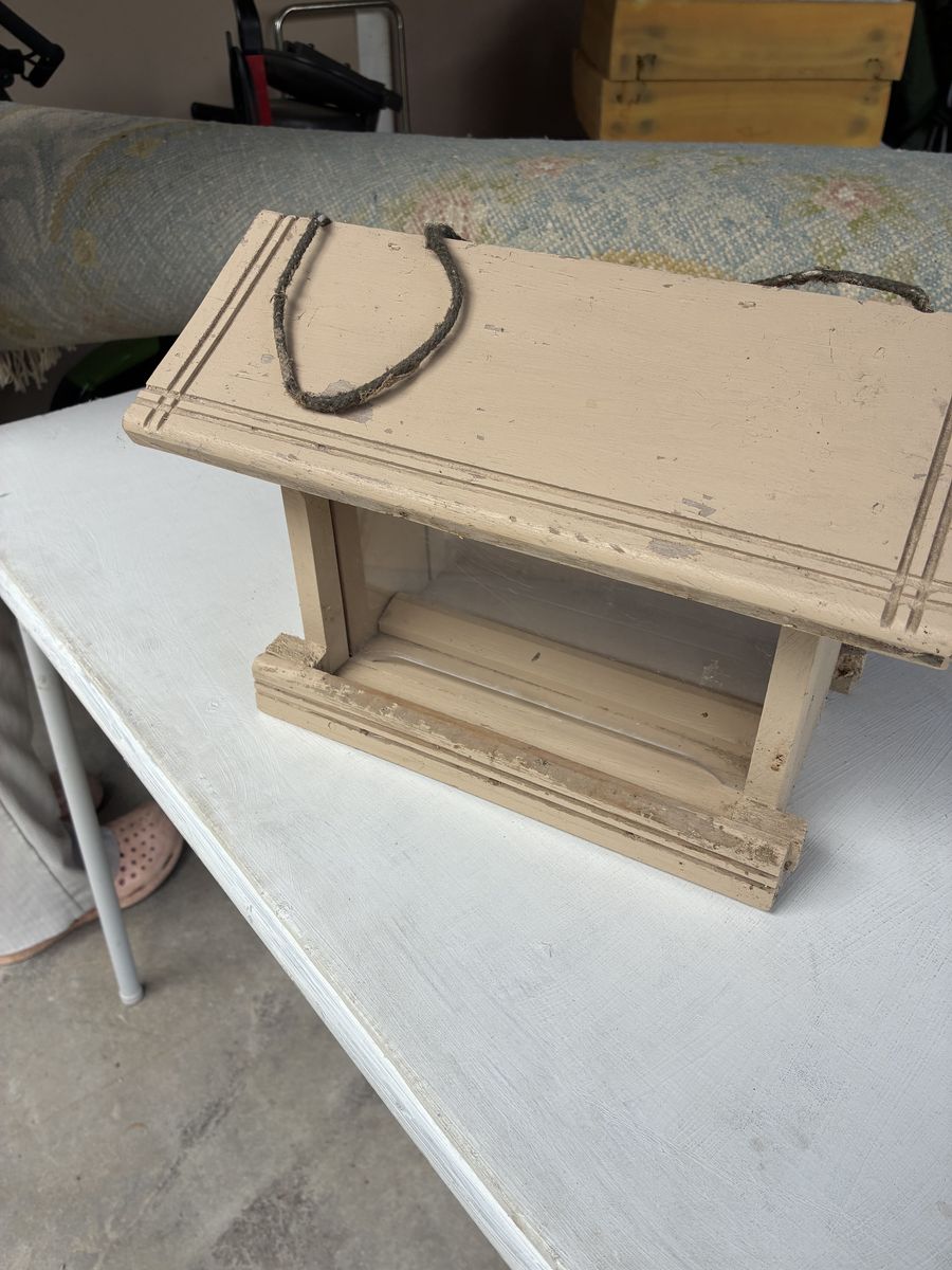 Vintage Wooden Hanging Bird Feeder with Clear Window