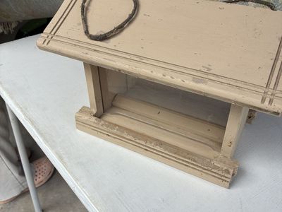 Vintage Wooden Hanging Bird Feeder with Clear Window