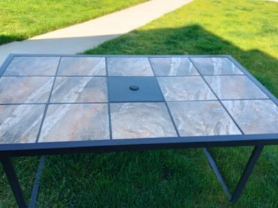 Large Outdoor metal and tile table