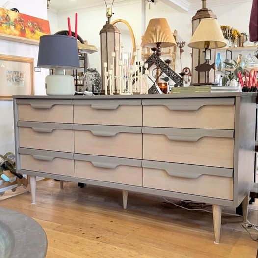 Midcentury Wood 9 Drawer Dresser