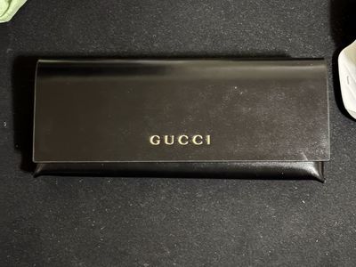 Gucci Black Leather Fold Over Pouch Case for Eyeglasses & Sunglasses New