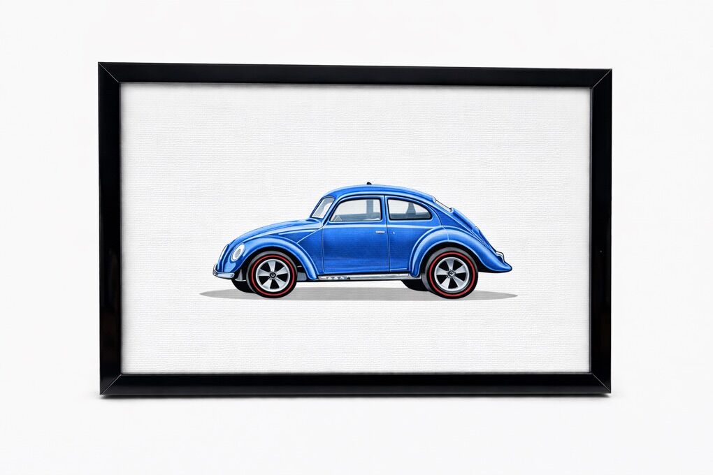 Hotwheels Inspired 11x16 Framed Art Custom VW Bug