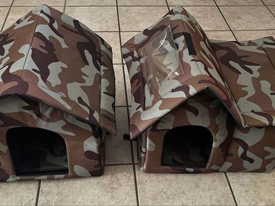 Two Camouflage Cat Houses