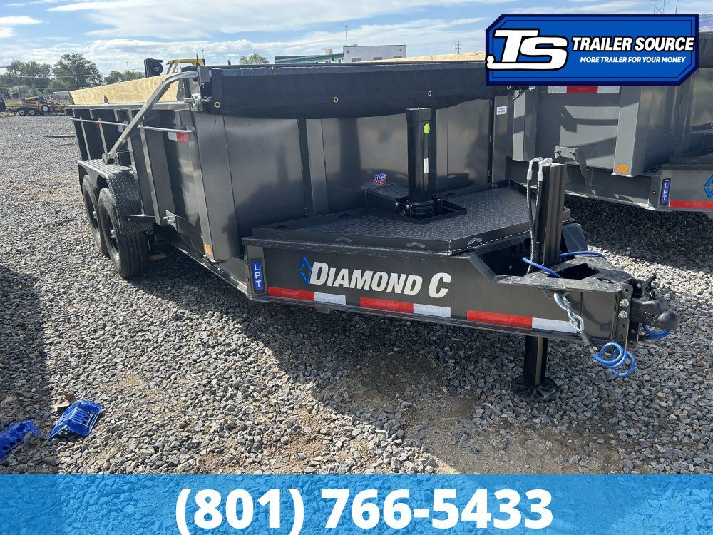 7x14 Diamond C LPT 207 Dump Trailer - 32" Sides - 15.5K GVWR - 14 Ply Tires, Long Arm Tarp