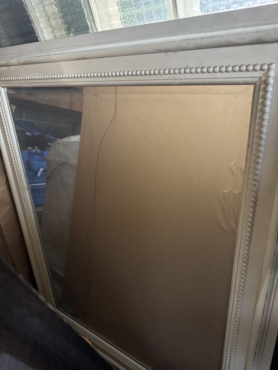 Large white wood mirror