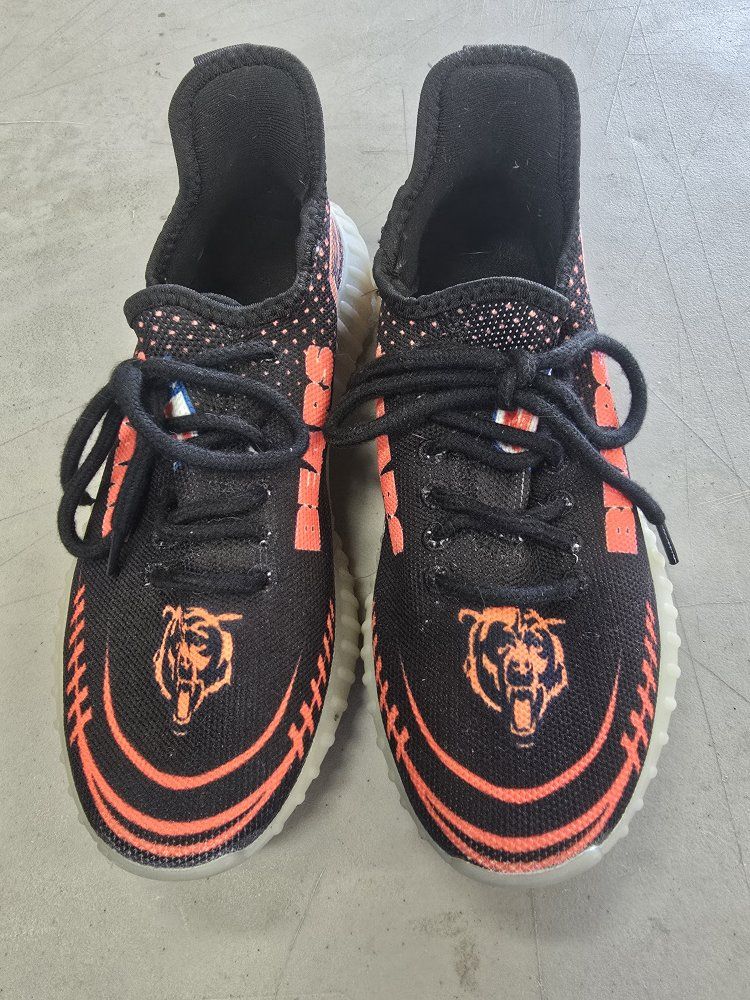 Custom Chicago Bears Fan Shoes Black/Orange, Size 6 - Unique NFL Inspired Design