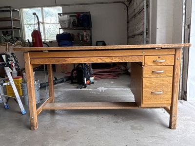 Solid Oak Drafting Desk
