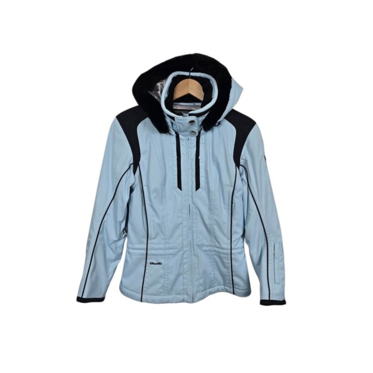 Spyder XTL Baby Blue & Black Removable Faux Fur Hood Ski Jacket Women's 6