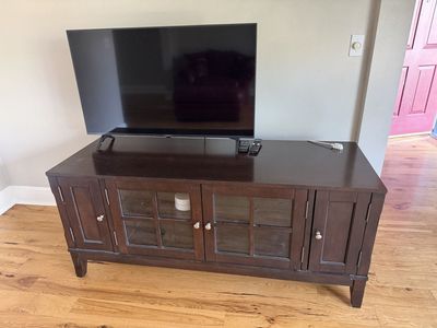 43” LG 4K UHD Smart TV + Dark Wood Media Console / TV Stand - Provo - $175 OBO Must Go!