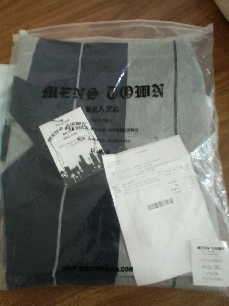 Original Mens Town Polo Shirt - Navy/Grey Stripe, Size XL - New with Tags, Est. 2002 Downtown LA Brand