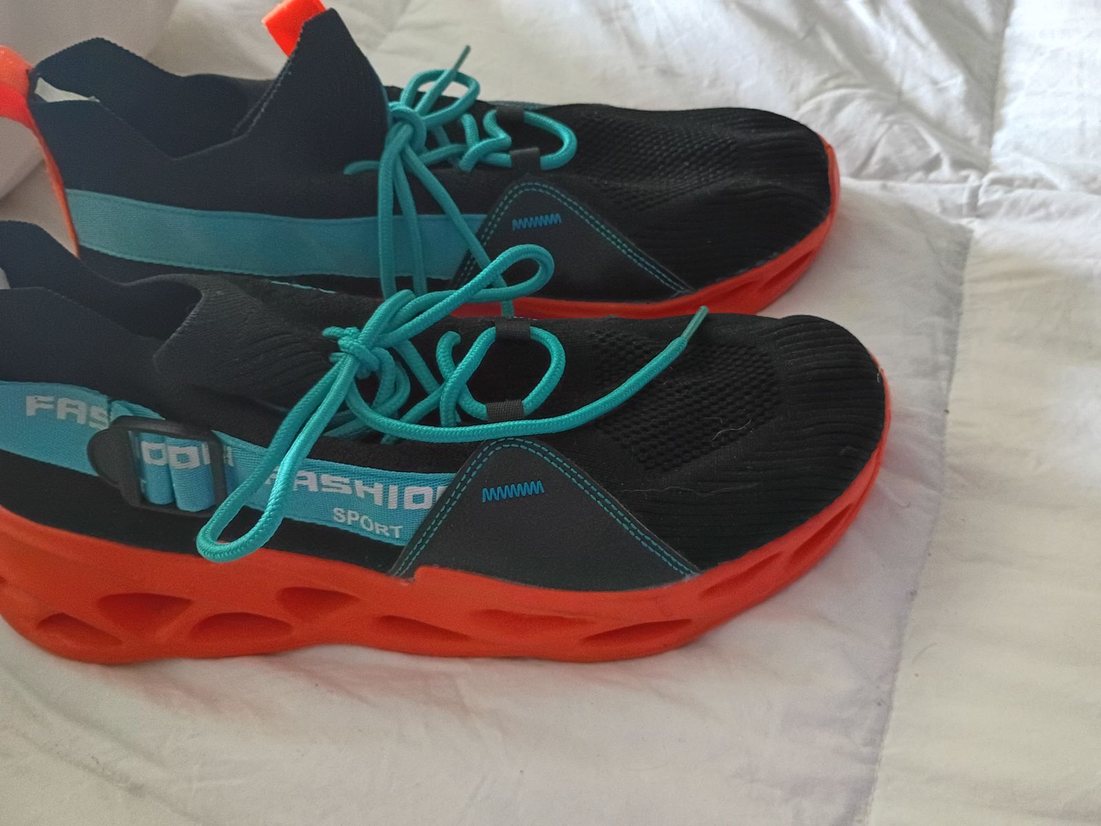 Men's Size 9 Fashion Sport Athletic Sneakers - Black, Teal & Orange