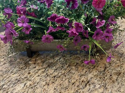 Artificial Floral Arrangement with Purple Flowers in Metal Planter