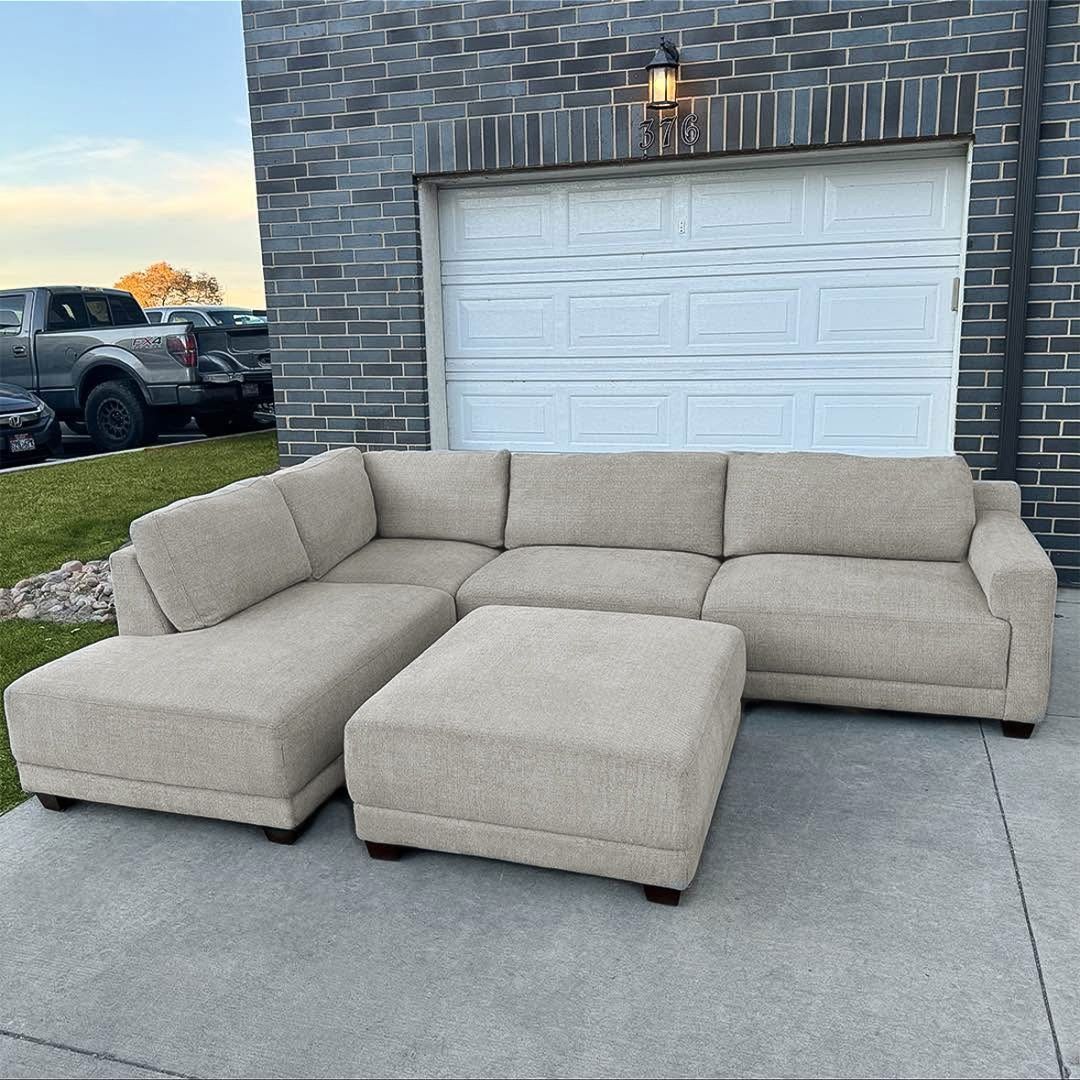 Delivery Available - Costco Gray/Beige Sectional Couch