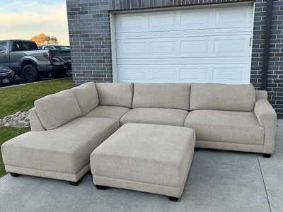 Delivery Available - Costco Gray/Beige Sectional Couch