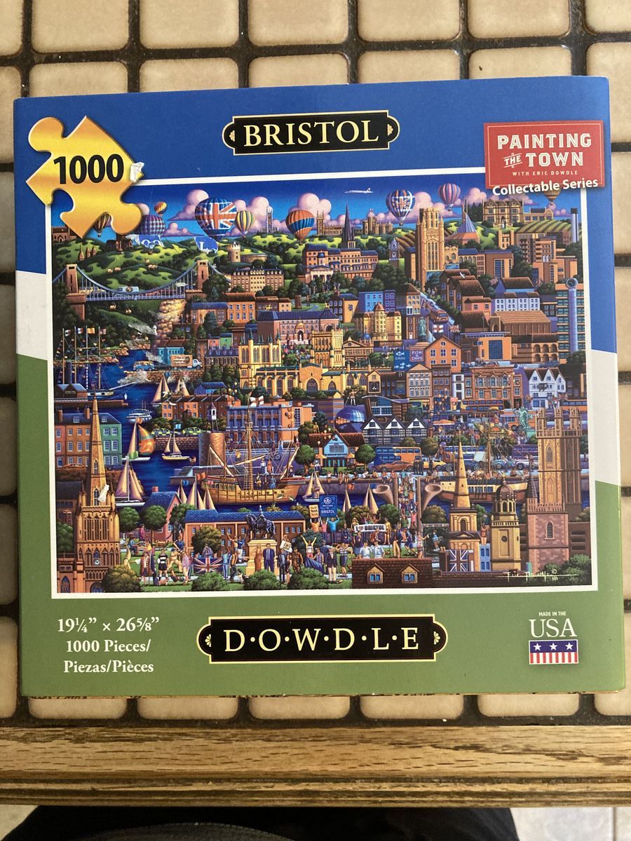 NEW Eric Dowdle Folk Art Bristol 1000-Piece Jigsaw Puzzle, "Painting the Town" Collectable Series