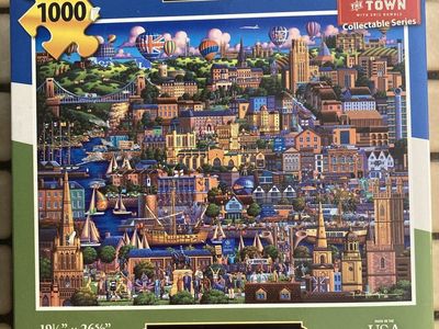 NEW Eric Dowdle Folk Art Bristol 1000-Piece Jigsaw Puzzle, "Painting the Town" Collectable Series
