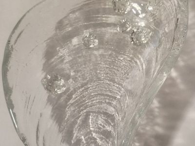 Clear Textured Art Glass Seashell Shaped Dish Bowl
