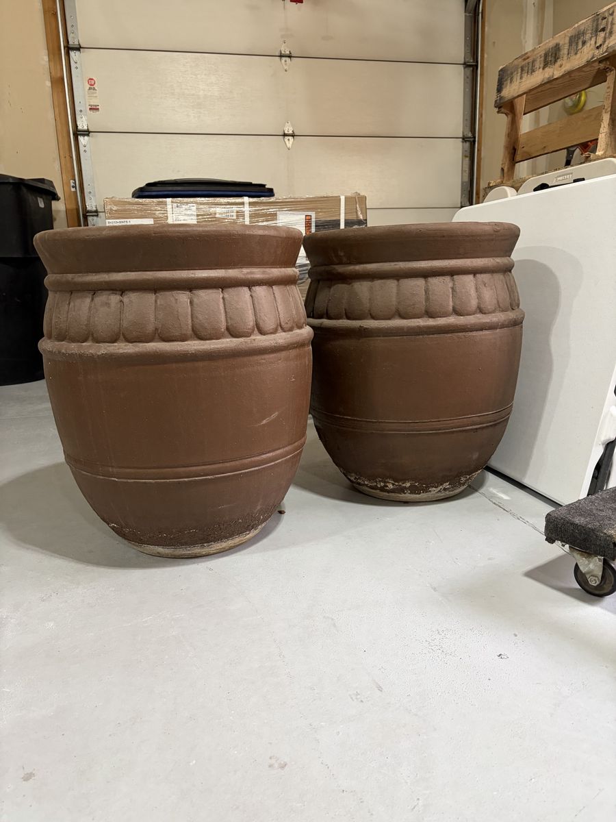 Large Brown (2 darker 2 lighter) Decorative Outdoor Planters (Set of 4)- Garden, Patio, or Indoor Use