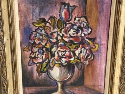 Large (32 X 24) Vintage Floral Original Oil Painting