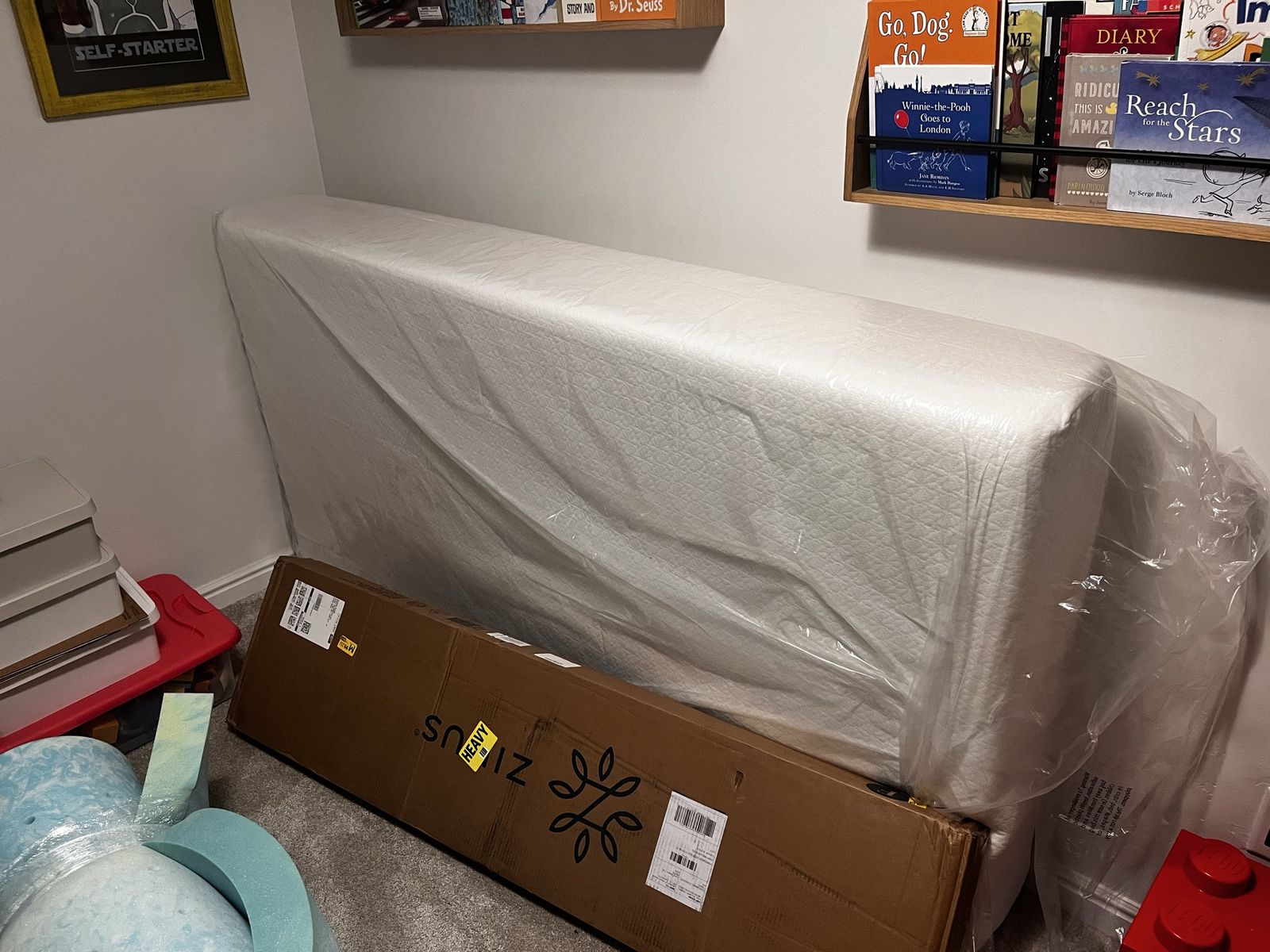 $225OBO- Unused Zinus Memory Foam Mattress + Zinus Solid Wood Frame + Memory Foam Topper