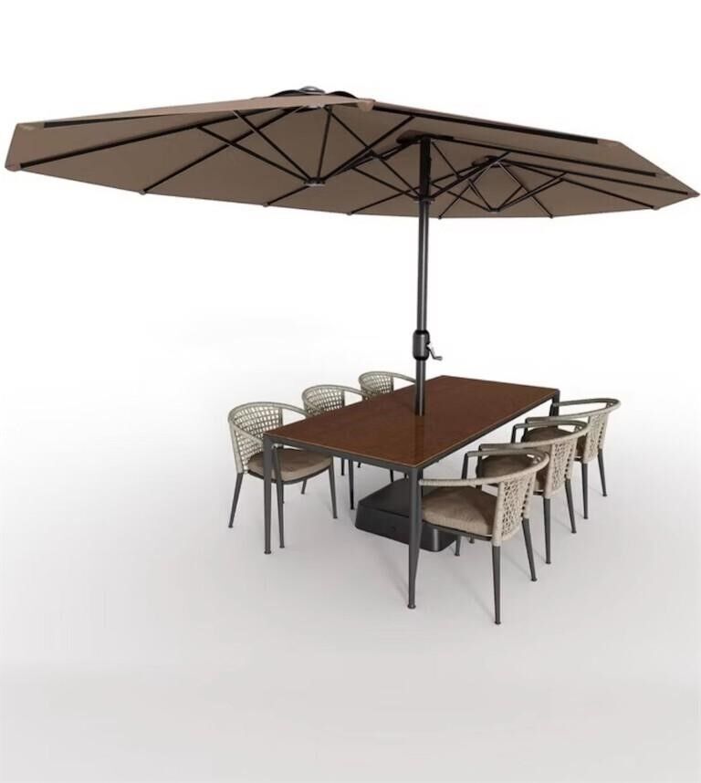 191t - 15ft Mallard Brown Double-Sided Patio Umbrella