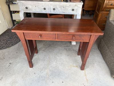 Ogden and Sons Solid Wood Arts & Crafts Style Desk/Console Table with 2 Drawers