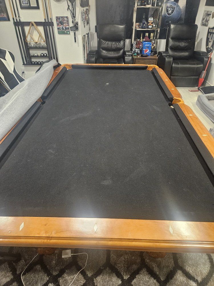 Elegant Wood Pool Table with Black Felt - Classic Design, Excellent Condition
