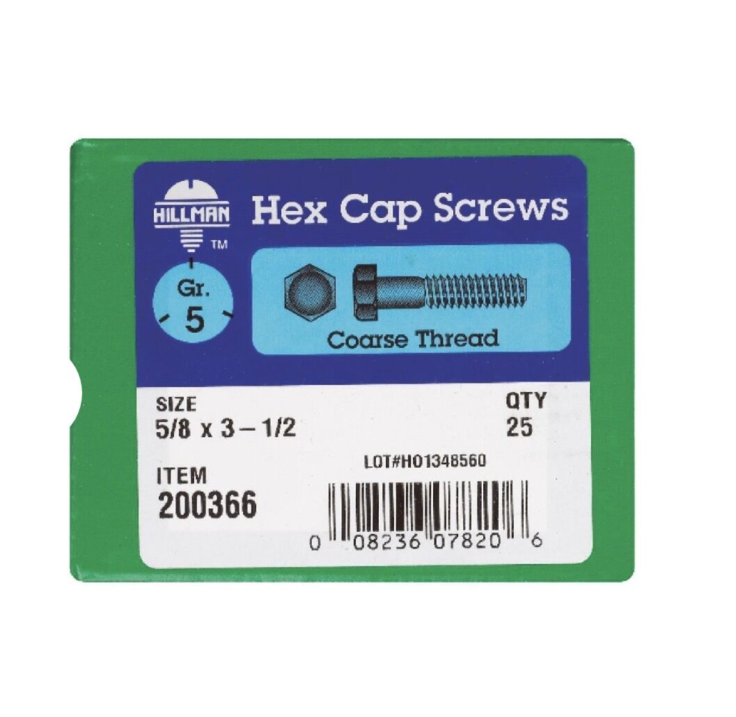 25ct Hillman Hex Cap Screw 5/8-11x3.5in