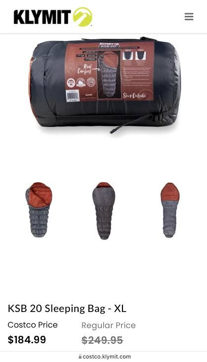 Klymit KSB 20 Down Sleeping Bag, 82in x 30in 905261 #106775