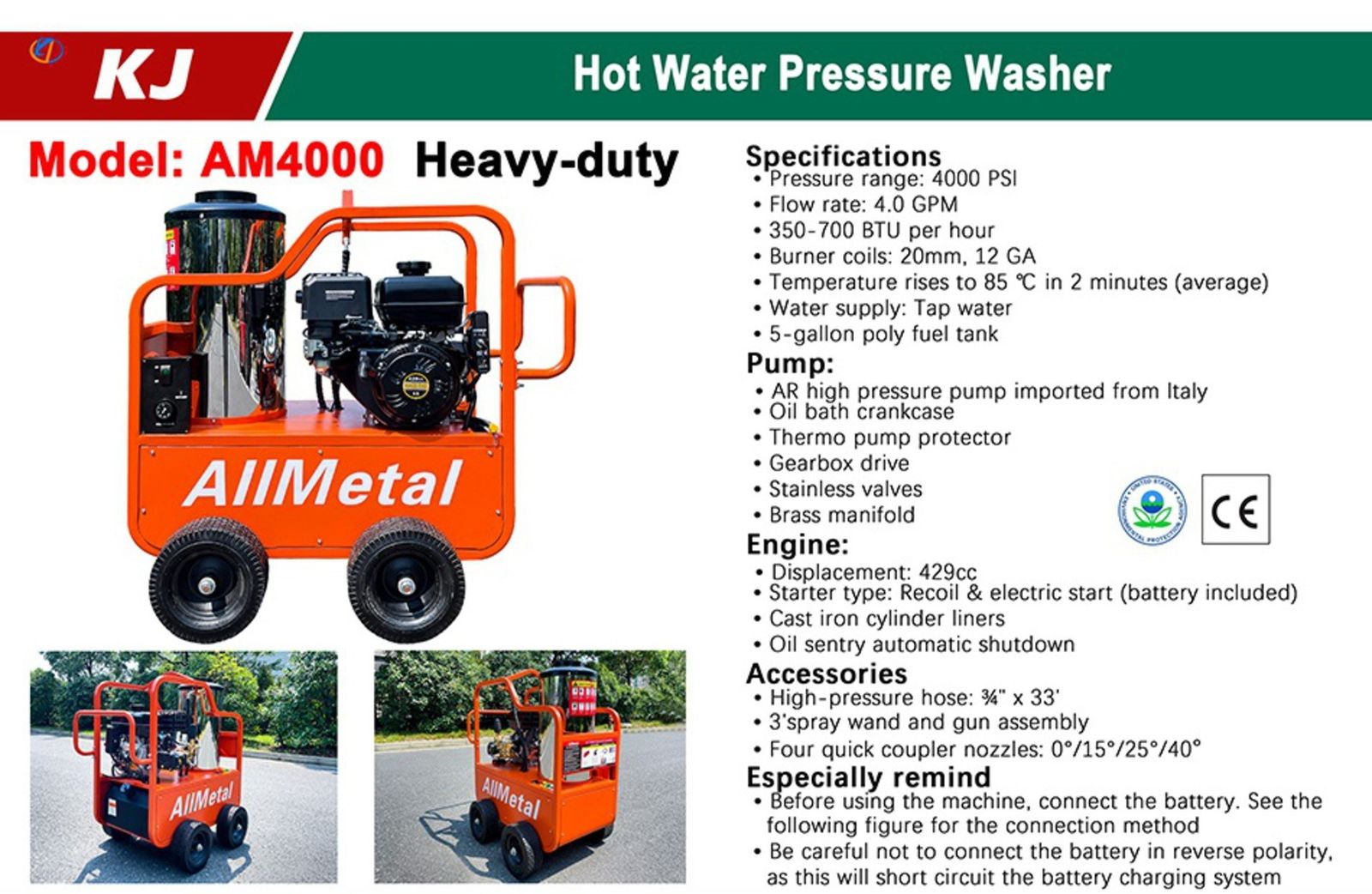 ALL METAL 4000 PSI HEATED PRESSURE WASHER