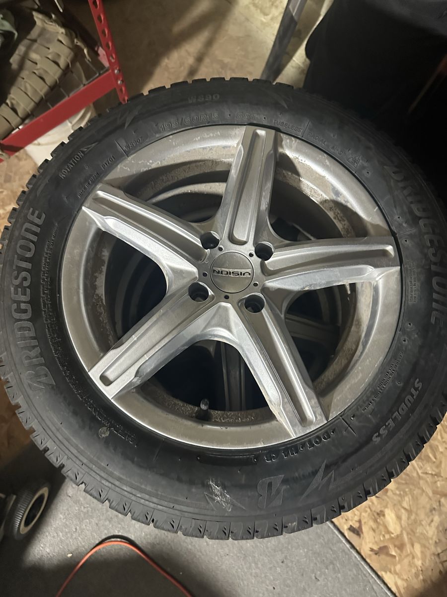 Bridgestone Blizzak WS90 195/60R15 Tires with Vision Wheels Set of 4