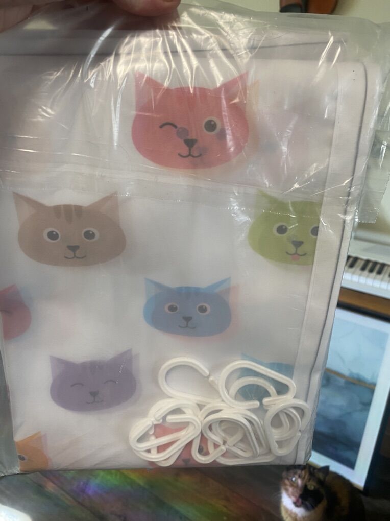 Kitty Shower Cutain W/ Hooks