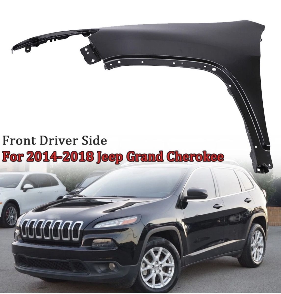 Front Driver Side Fender for 2014-2018 Jeep Grand Cherokee - Black, Replacement Part