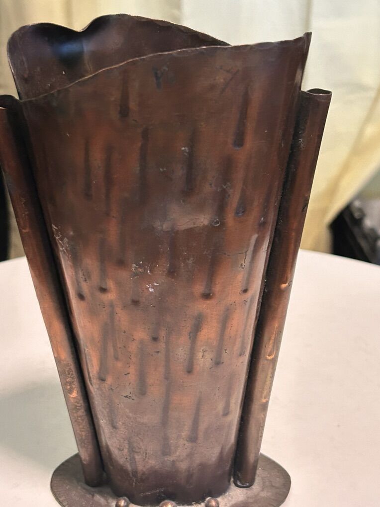 RARE Vintage Utah Art, Utah Copper Craftman Inc. Hammered Vase 8 inches