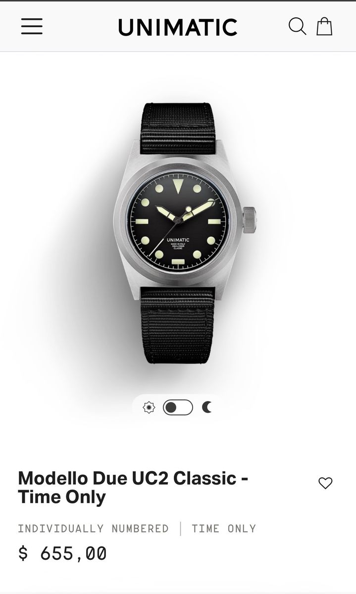 New Unimatic Modello Due UC2 Classic. Plus 1 rubber dive strap.