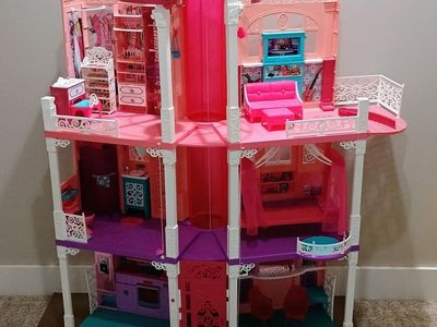 Barbie Dream House 3-Story Dollhouse with Elevator, Jeep, and Doll Tent