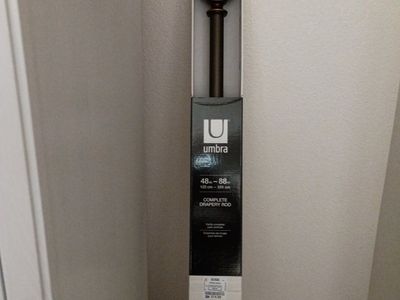 Umbra 48-88" Complete Drapery Rod, Brown Finial - New in Box